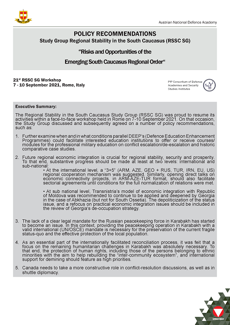 RSSC. Risks and Opportunities of the Emerging South Caucasus Regional Order